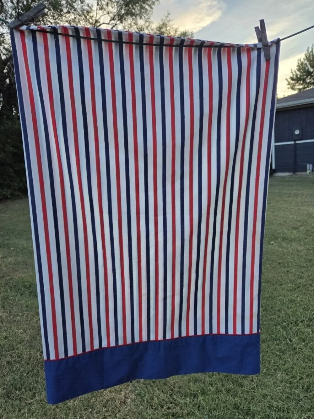 Vintage Martex Presslin 303 Red White & Blue Patriotic Stripe Pillowcase 42x36